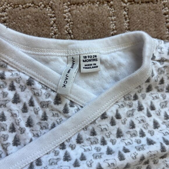 Janie & Jack Onesie Pant Set Unisex Baby 18-24 Months White Gray Forest Bears - Picture 5 of 6